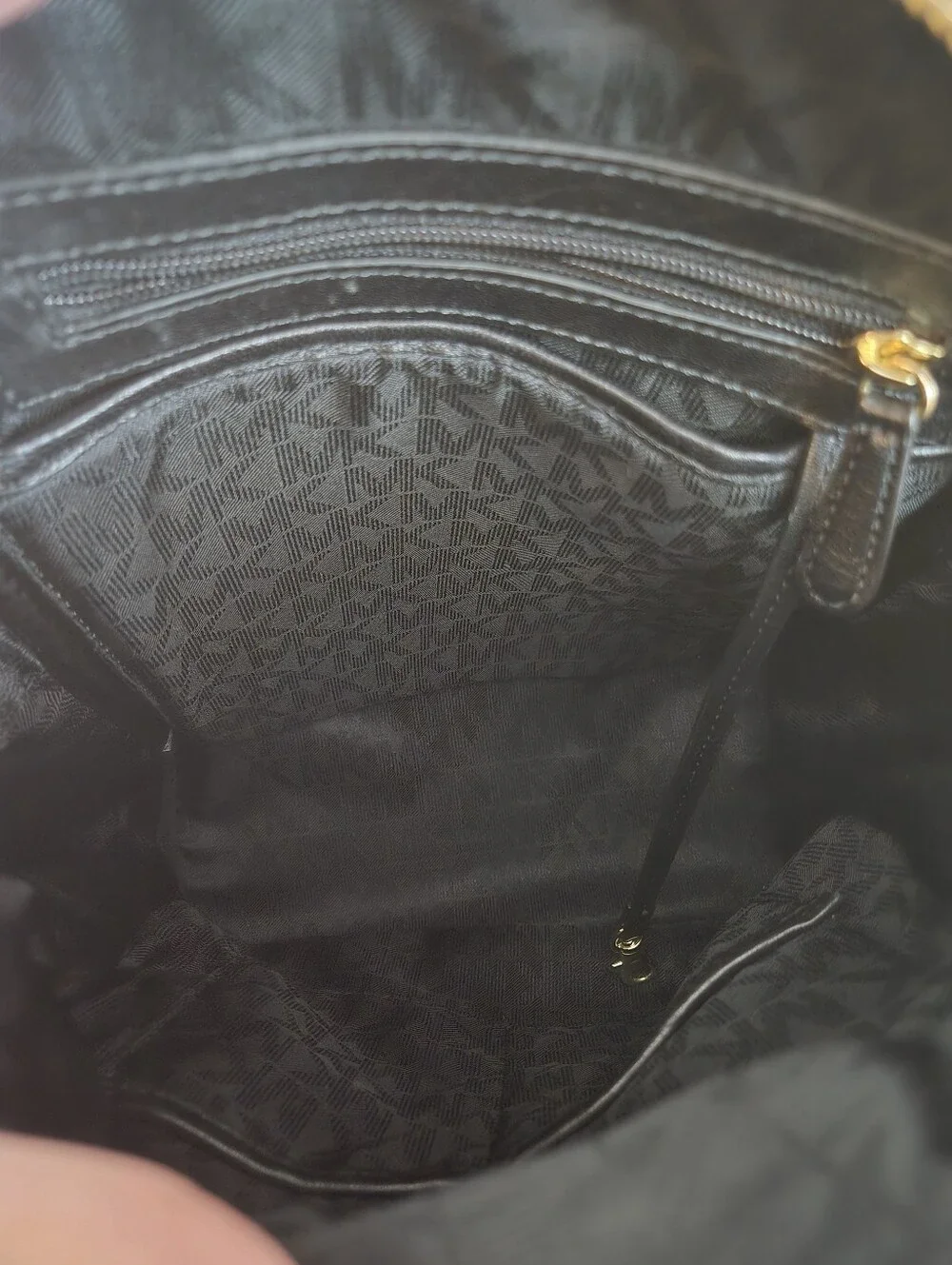 Michael Kors Black Quilted Leather Backpack with Gold Hardware